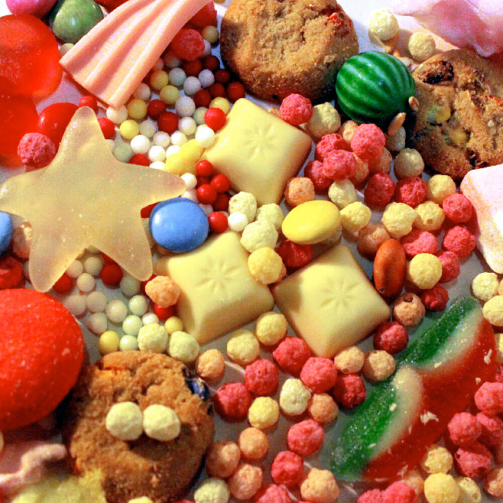 Collage aus Süßigkeiten